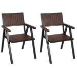 Lot de 2 chaises de jardin hwc - j95 - revêtement extérieur - aluminium aspect bois - châssis noir - ... Lot de 2 chaises de jardin hwc - j95 - revêtement extérieur - aluminium aspect bois - châssis noir - ...
