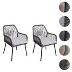 Lot de 2 chaises de jardin hwc - o12 anthracite housse gris clair