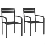 Lot de 2 chaises de jardin - outsunny - empilables - avec accoudoirs cadre en aluminium - pour jardin ...