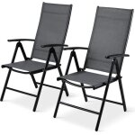 Lot de 2 chaises de jardin pliables en aluminium � dossier haut avec dossier r�glable en 7 positionschaise ...