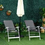 Lot de 2 chaises de jardin pliantes fauteuil dext�rieur avec dossier haut inclinable multipositions accoudoirs ...