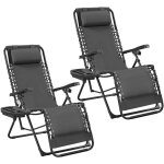 Lot de 2 chaise longue z�ro gravit� inclinable ext�rieur transat r�glable pour bain de soleil piscine ...