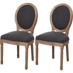 Lot de 2 - chaise medaillon gris - tissu pieds bois Lot de 2 - chaise medaillon gris - tissu pieds bois