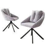 Lot de 2 chaise moderne en velours gris chaise de salle � manger pivotante �l�gante et confortable tissu ...