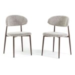 Chaises - moira - lot de 2 - tissu doux - pieds en métal effet bois - design contemporain Chaises - moira - lot de 2 - tissu doux - pieds en métal effet bois - design contemporain