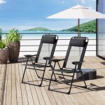 Lot de 2 chaises pliantes avec dossier et accoudoirs r�glables - 62 x 70 x 109 cm - chaise de camping ...