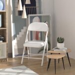 Lot de 2 chaises pliantes à dossier en cuir pu - confortables et durables - portables - blanches - 98 ... Lot de 2 chaises pliantes à dossier en cuir pu - confortables et durables - portables - blanches - 98 ...