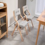 Lot de 2 chaises pliantes gris avec coussin - chaises bois rembourres pliantes pour invits / cuisine ...