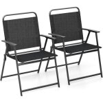 Lot de 2 chaises pliantes de jardin costway dossier accoudoirs cadre en m�tal charge 150kg portable pour ...