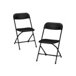 Lot de 2 chaises pliantes en plastique noir chaises pliantes portables pour jardin extrieur
