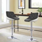 Lot de 2 chaises de pu - mengda - tabouret de bar - r�glage en hauteur - avec dossier - jusqu� 120kg ...