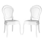 Lot de 2 chaises raya en polycarbonate transparent design baroque revisit� empilables id�ales pour espaces ...