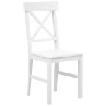 Lot de 2 chaises de salle � manger barlee bois de peuplier blanc