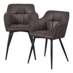 Lot de 2 chaises de salle � manger birmingham 81 x 57 x 53 cm marron fonc� noir