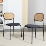 Lot de 2 chaise de salle  manger en metal et rotinchaise rembourrechaises de jardin scandinave pour ...