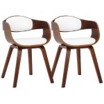 Lot de 2 chaises de salle a manger bureau design retro en pvc blanc structure en bois couleur noyer 10 ... Lot de 2 chaises de salle a manger bureau design retro en pvc blanc structure en bois couleur noyer 10 ...