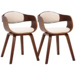 Lot de 2 chaises de salle a manger bureau design retro en pvc creme structure en bois couleur noyer 10 ... Lot de 2 chaises de salle a manger bureau design retro en pvc creme structure en bois couleur noyer 10 ...