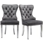 Lot de 2 chaises de salle À manger capitonnée en velours chaise de salon pieds de support en métal garniture ... Lot de 2 chaises de salle À manger capitonnée en velours chaise de salon pieds de support en métal garniture ...