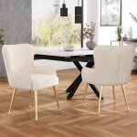 Lot de 2 chaises de salle � manger avec dossier et accoudoir chaise de salon assise en velours et pieds ...