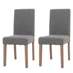 Chaises de salle à manger - lot de 2 - tissu bouclé gris - dossier haut - pieds en bois massif - confort ... Chaises de salle à manger - lot de 2 - tissu bouclé gris - dossier haut - pieds en bois massif - confort ...