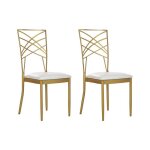 Lot de 2 chaises de salle � manger girard m�tal dor�