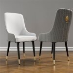 Lot de 2 chaises salle à manger chaise grise de cuisine en cuir avec pieds métal pour salon Lot de 2 chaises salle à manger chaise grise de cuisine en cuir avec pieds métal pour salon