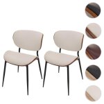 Lot de 2 chaises de salle � manger hwc - o45 280g / m� oeko - tex aspect noyer blanc