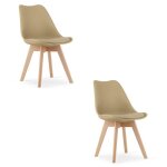 Lot de 2 chaise de salle  manger mark - design lgant et confort optimal coloris beige fonc & pieds ...