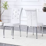 Lot de 2 chaises de salle � manger - orn�es de boucles en cristal - pieds en m�tal �lectroplaqu� argent� ...