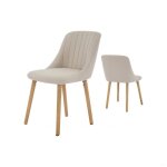 Lot de 2 chaises de salle � manger pieds en bois beige
