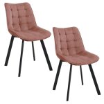 Lot de 2 chaises de salle � manger - pieds en m�tal noir - design moderne - chaises rembourr�es - tissu ...