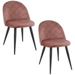 Lot de 2 chaises de salle � manger - pieds m�talliques noirs - design �l�gant - chaises rembourr�es - ...
