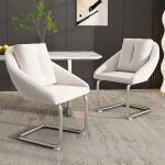 Lot de 2 chaises de salle � manger rembourr�es - rev�tement en velours - avec coussin - pieds en m�tal ...