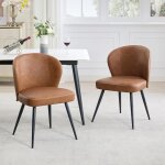 Lot de 2 chaises salle  manger - marron - rembourres - structure mtal - style scandinave moderne