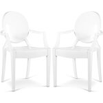 Lot de 2 chaises de salle  manger transparentes - design avec accoudoirs - louis king blanc