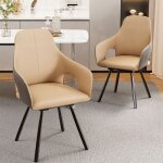 Chaises salle  manger - unho - lot de 2 - pivotantes - cuir kaki - confortables