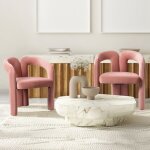 Lot de 2 chaises de salle  manger - velours moderne design - rose