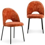Lot de 2 chaises serena avec revêtement en tissu orange et structure en métal noir chaise de salle à ... Lot de 2 chaises serena avec revêtement en tissu orange et structure en métal noir chaise de salle à ...