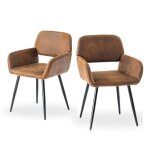 Lot de 2 chaises de style industriel - tissu suédé - avec accoudoirs - convient pour salon chambre salle ... Lot de 2 chaises de style industriel - tissu suédé - avec accoudoirs - convient pour salon chambre salle ...