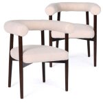 Menzzo lot de 2 chaises style scandinave chic bringo bois fonc� et tissu bouclette beige - chaises salle ...