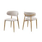 Lot de 2 chaises salle � manger - tissu beige - pieds effet bois ch�ne naturel clair - lea