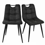 Lot 2 chaises tissu noir vintage avec poign�e et pieds noirs - muse 2 meubletmoi