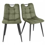 Lot 2 chaises tissu vert vintage avec poign�e et pieds noirs - muse 2 meubletmoi