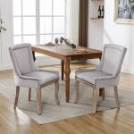 Lot de 2 chaises en velours classique & design - capitonnes gris - pieds en bois - chaises de salle ...