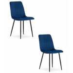 Lot de 2 chaises velours lava - salle  manger chambre cuisine style rtro pieds mtal noir bleu royal ...