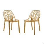 Lot de 2 chaises zelda en polycarbonate transparent empilables design inspir� de la nature pour maison ...