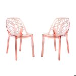 Lot de 2 chaises zelda en polycarbonate transparent empilables design inspir� de la nature pour maison ...