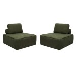 Lot de 2 chauffeuses pour canapé modulable tissu bouclette kaki 1 place bao. l 90 x p 90 x h 74cm Lot de 2 chauffeuses pour canapé modulable tissu bouclette kaki 1 place bao. l 90 x p 90 x h 74cm