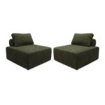 Lot de 2 chauffeuses pour canap� modulable velours c�tel� vert fonc� avec un coussin