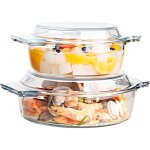 Lot de 2 cocotte en verre casserole en verre 1l + 1. 5l rond plats À lasagnes avec couvercle et poignées ... Lot de 2 cocotte en verre casserole en verre 1l + 1. 5l rond plats À lasagnes avec couvercle et poignées ...